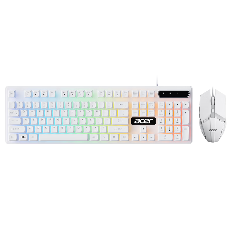 Acer Wired Gaming Backlit Mechanical Feel Keyboard and Mouse Combo OCC350 White for Desktop Laptop Internet Cafe E-sports Membrane Keyboard and Mouse