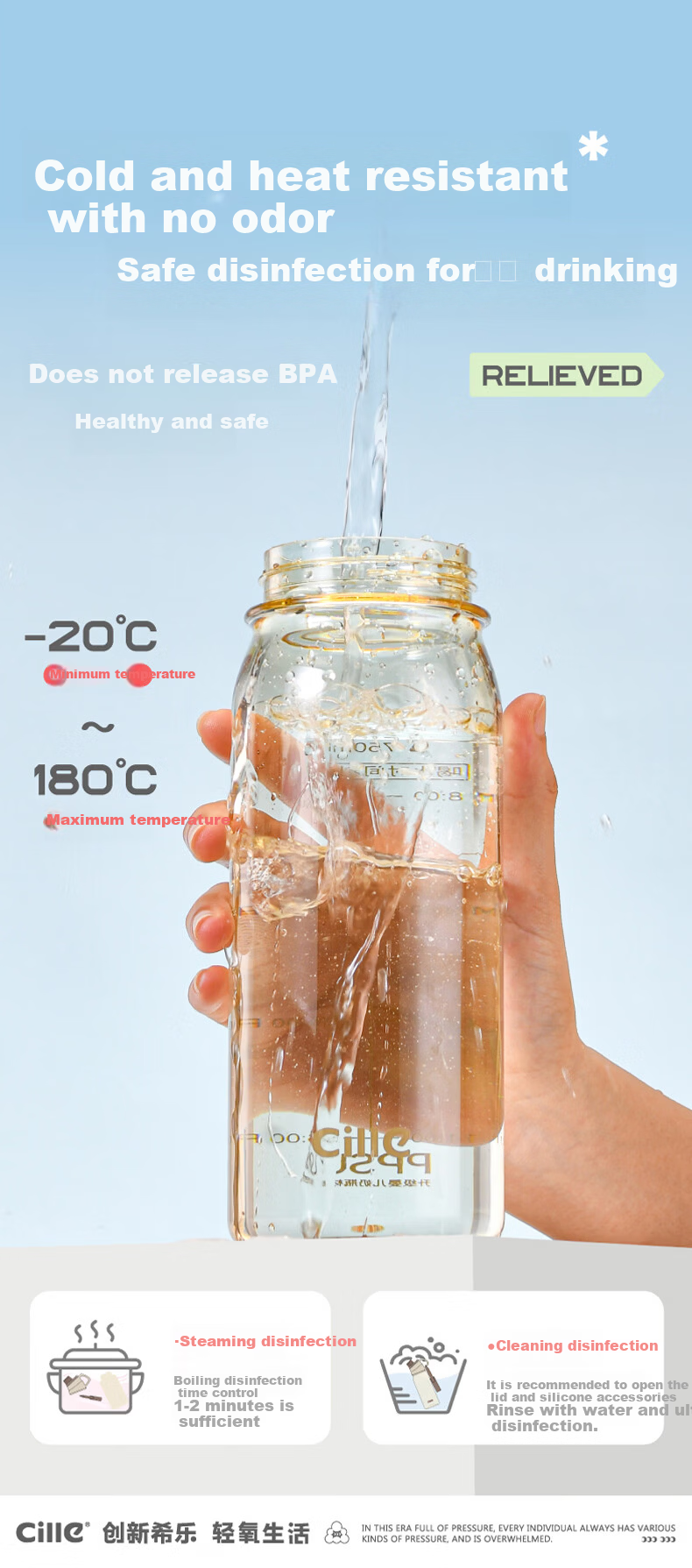 Cille PPSU Plastic Sports Water Bottle Large Capacity Double Drinking Cup with Straw for Children, Students, and Pregnant Women Shaker Bottle 7