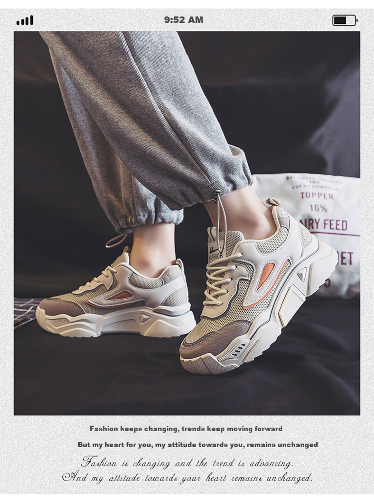 Warrior Women's Dad Sneakers Thick Sole Height Increasing Spring Summer Casual Sports Shoes Upgraded Version Beige Black Size 36 1