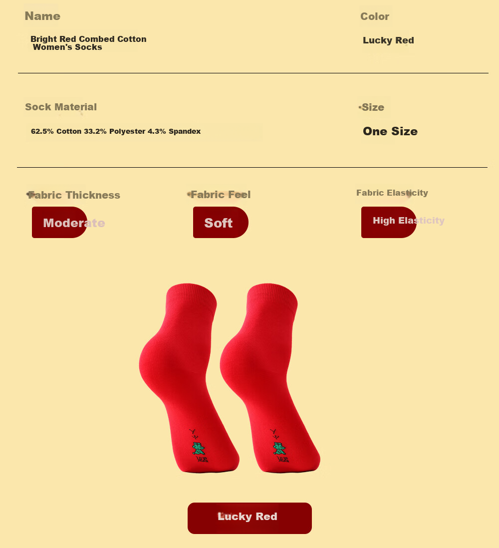 GUJIN Women's Red Underwear Set for the Year of the Snake, Mid-Waist Antibacterial Cotton Briefs and Socks for Marriage Year 15