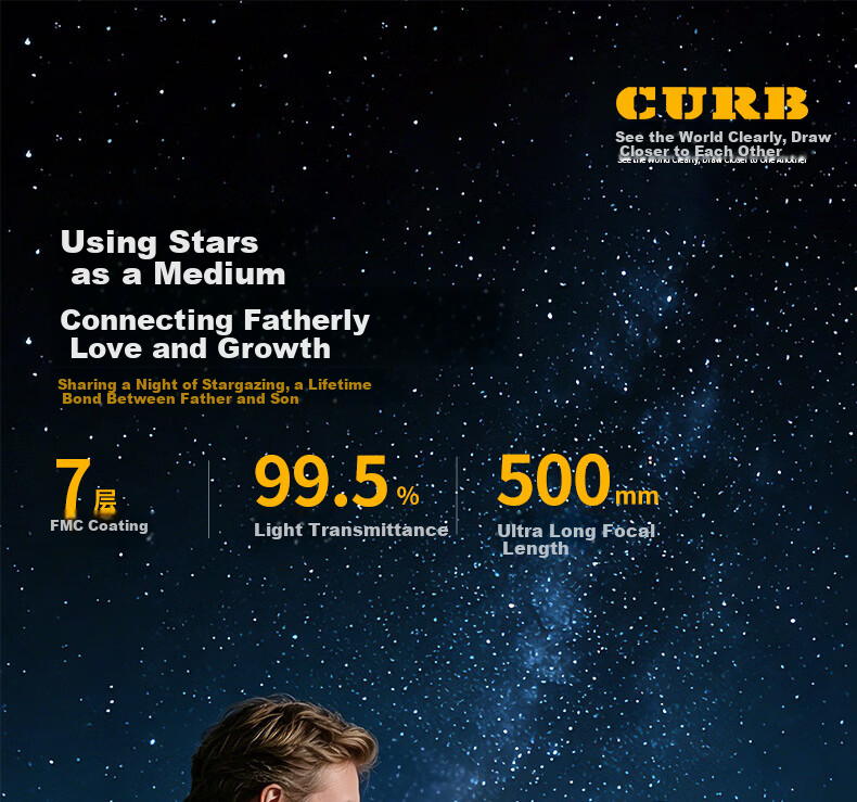 CURB Professional High-Power HD Astronomy Telescope for Stargazing, Space, Kids Beginner Home Use, Jupiter Cloud 1000000 6