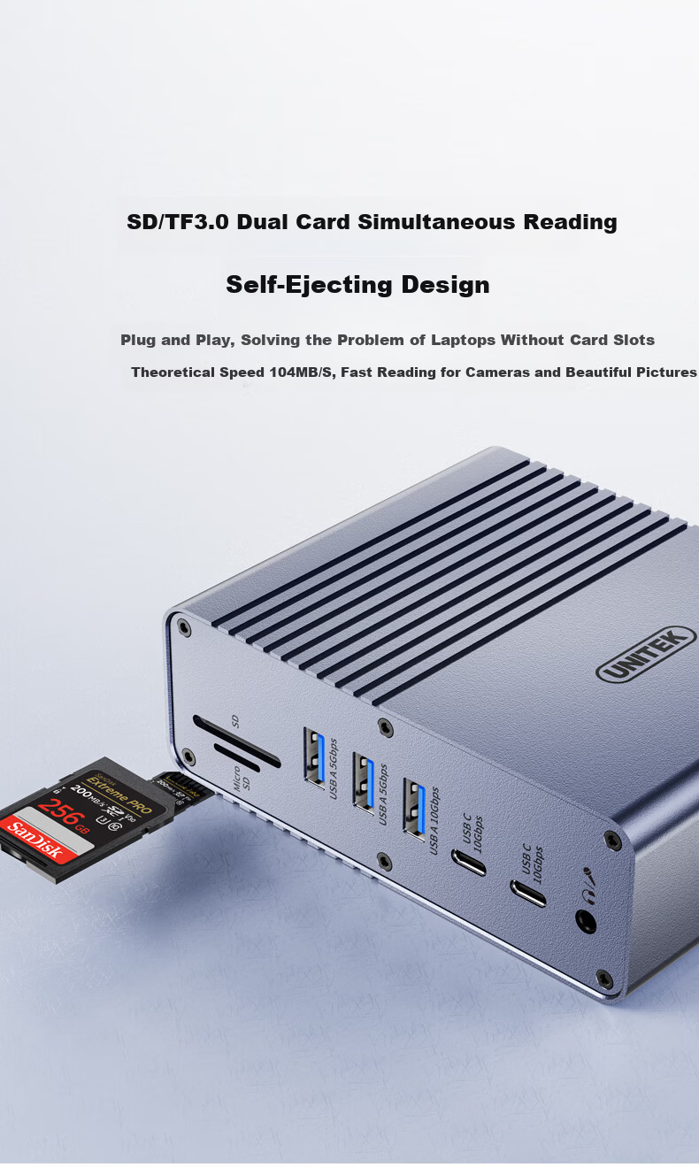 Superior Desktop Docking Station Type-C to Dual HDMI/DP Quad Display 4K60Hz High-Definition Expansion Card Reader Gigabit Ethernet Multi-Function Vertical Dock Compatible with Mac 14
