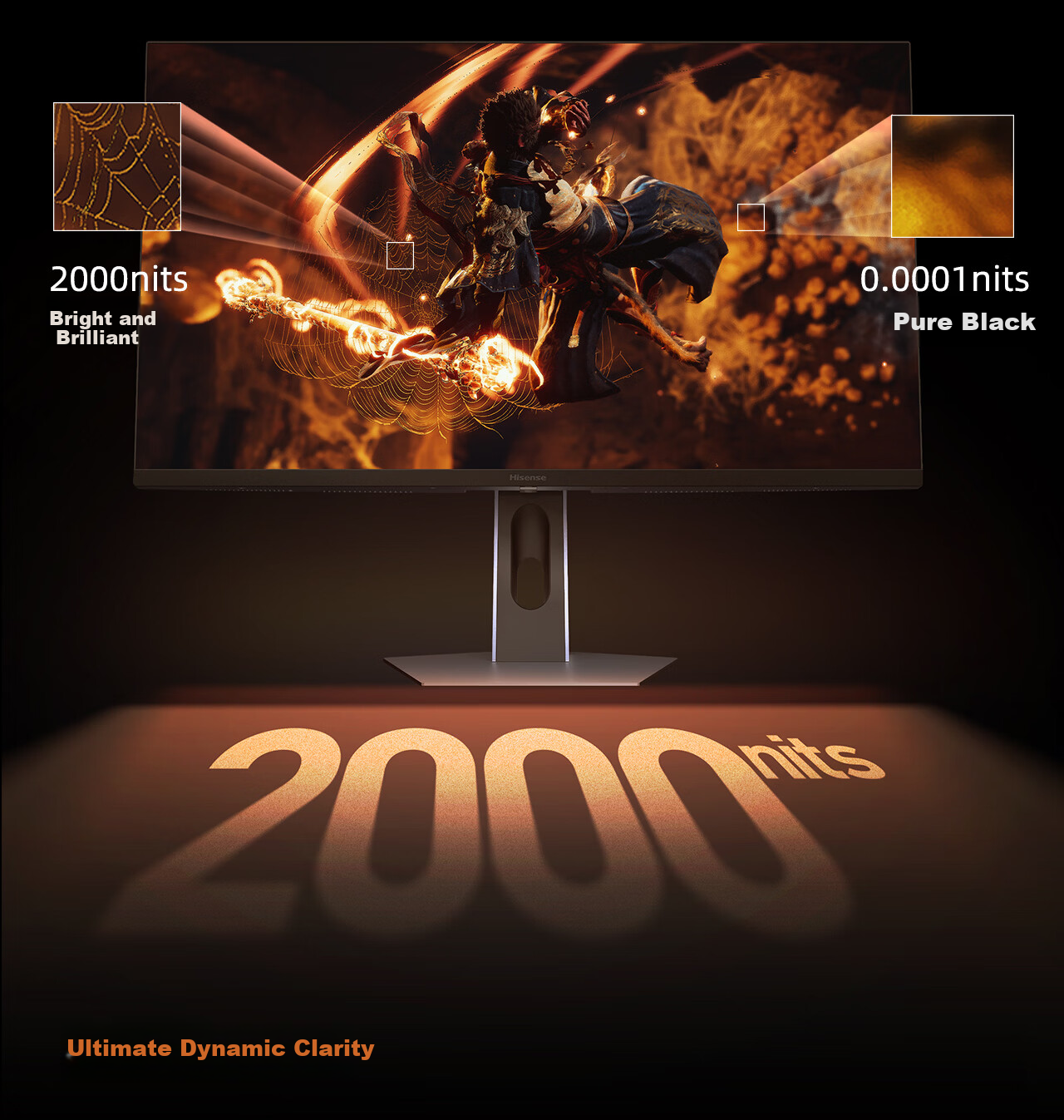 Hisense G7 PRO27 model 27-inch 3A Original Art Black Obsidian Screen 1152 Zones MiniLED 4K 180Hz Dual Mode 360Hz Moonlight Gray Gaming Monitor 14