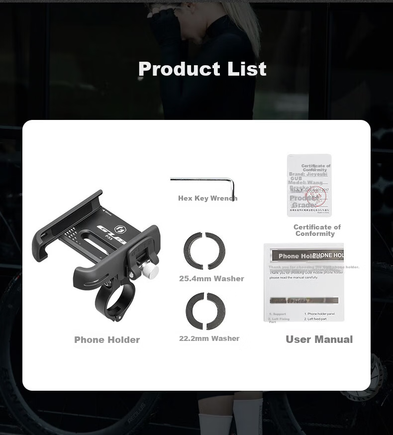 GUB Cycling Phone Mount One-Click Lock Rotatable Aluminum Alloy Road Mountain Bike Video Shooting Ring Style 13