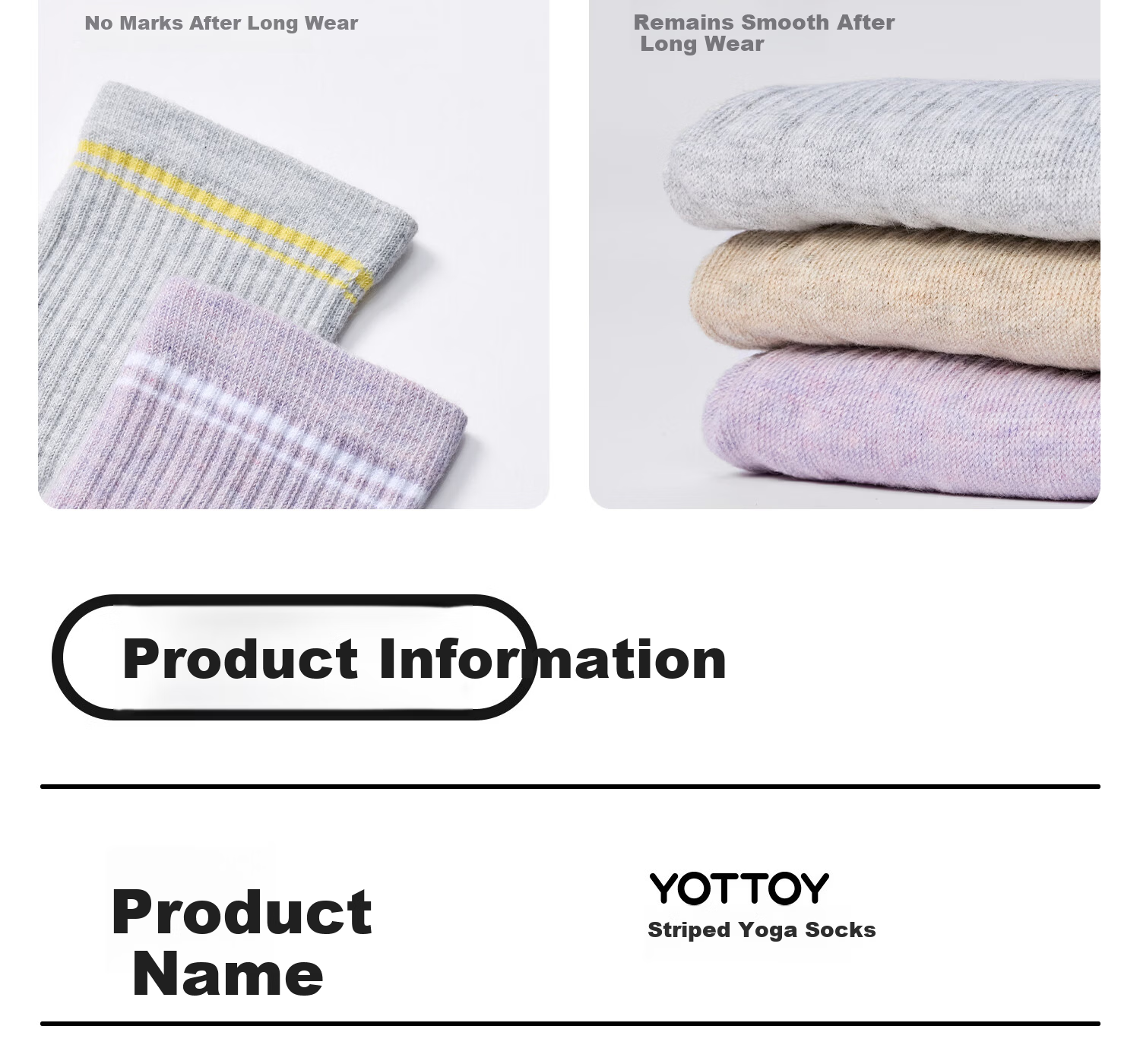 Yottoy Striped Yoga Socks Pilates Non-Slip Professional Women's Indoor Mid-Calf Five-Toe Sports Socks 2026 New Gray 18