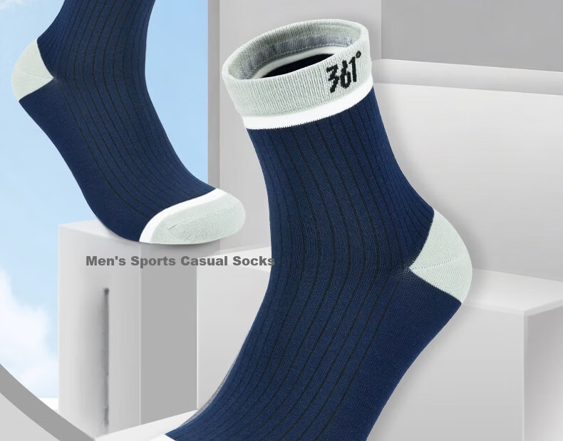 361° Business Cotton Socks Spring Summer New Men's Antibacterial Deodorant Mid-Calf Socks Black/4 Pairs One Size 2