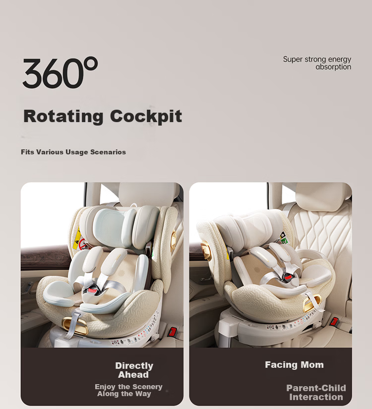 Hakada Child Safety Car Seat Infant 0-12 Years Baby Reclining Ventilated Heated Misty Milk Coffee 35