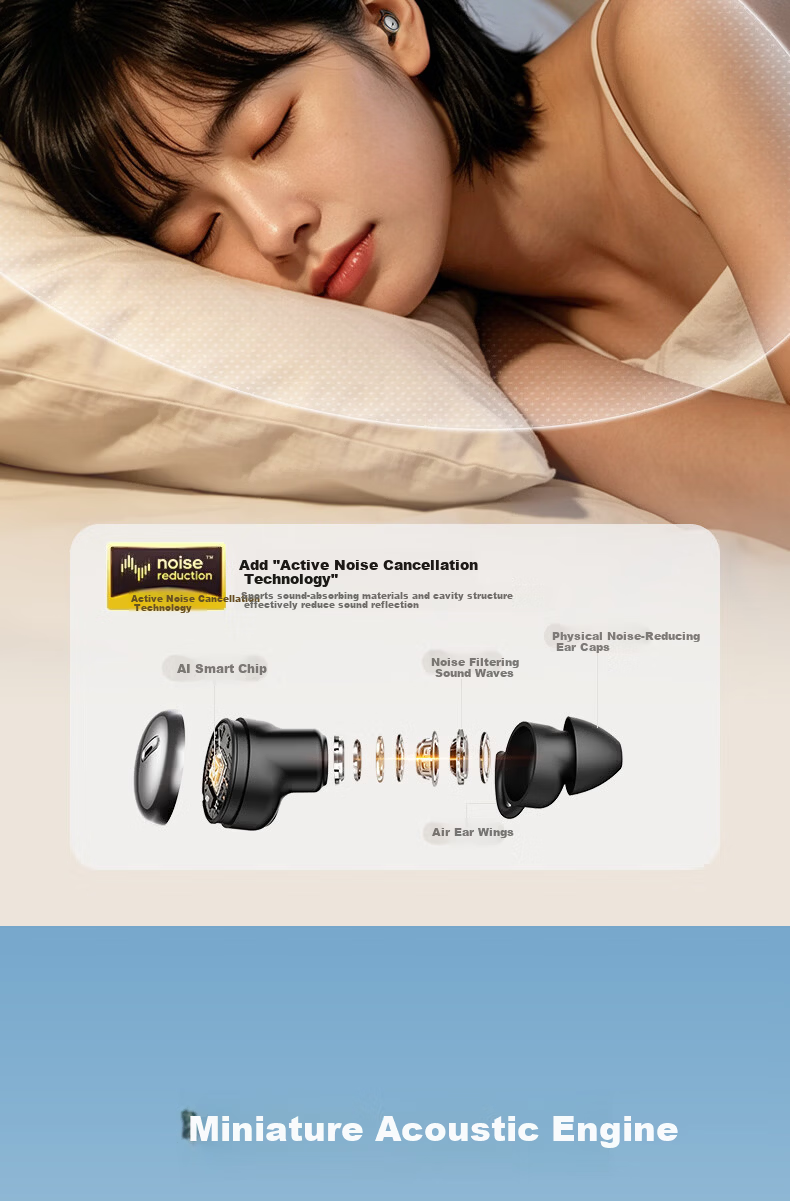 Chengao Sleep Headphones Deep Sleep Pod Bluetooth Earphones Wireless Noise-Cancelling Sleep Earplugs Invisible Compact Side-Sleeping Compatible S6 Purple 9