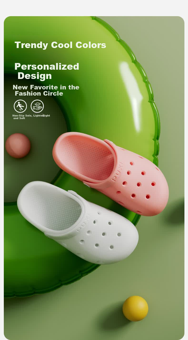 Puxi Seaside Beach Women's Cute Fruit DIY Flower Clogs Platform Thick Sole Pure Water Blue Size 39-40 3