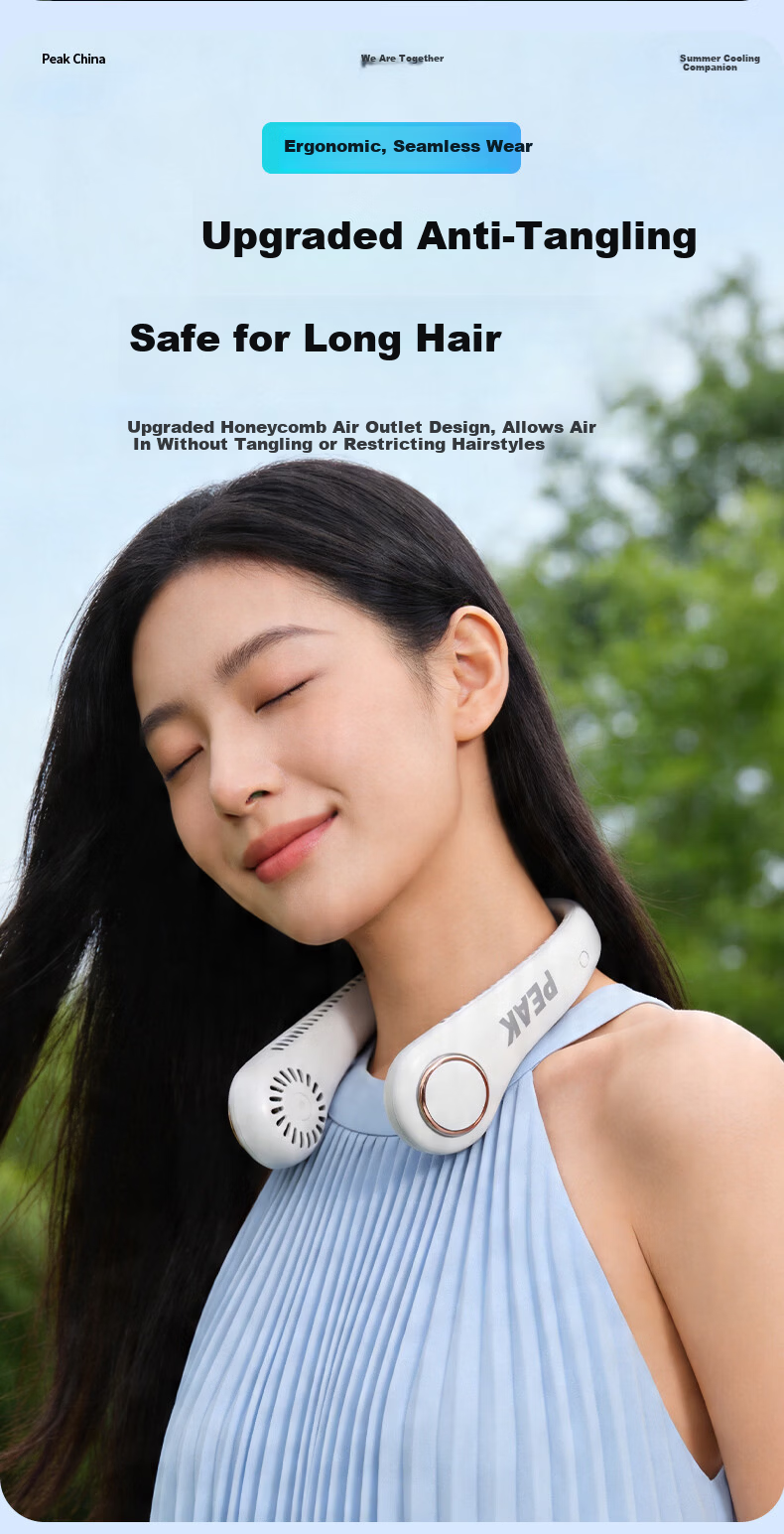 PEAK [Million-Selling | Semiconductor Cooling] Neck-Hanging Fan Cooling, 2026 New Model with Ultra-Long Battery Life, Waist-Hanging Small Outdoor Portable Quiet Fan, Neck-Hanging Style 13