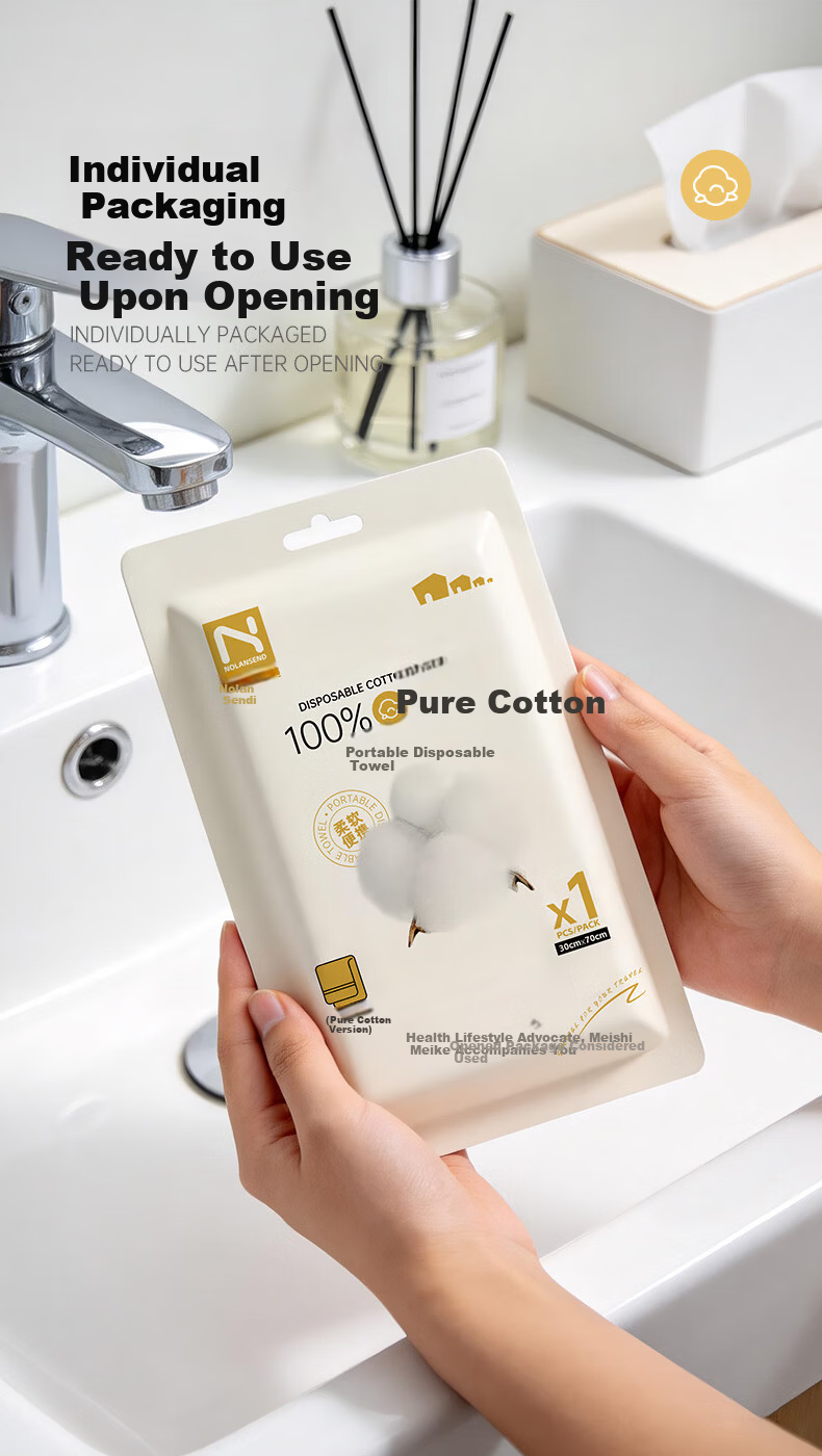 NOLANSEND Disposable 100% Pure Cotton Bath Towels, Thickened Portable Shower Towels for Travel, 5 Pack 3