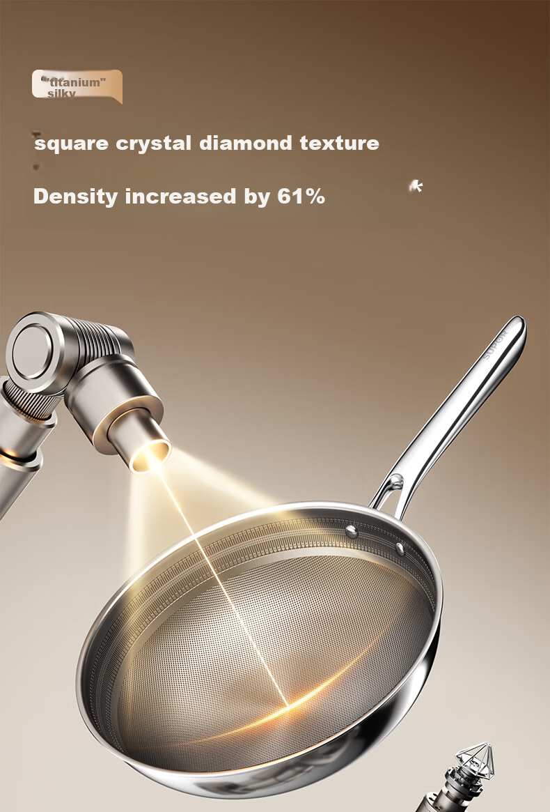 SUPOR Pure Titanium Wok 2nd Generation Non-Coated Healthy Non-Stick Titanium Pan Household Cooking Pot Annual New Release 18