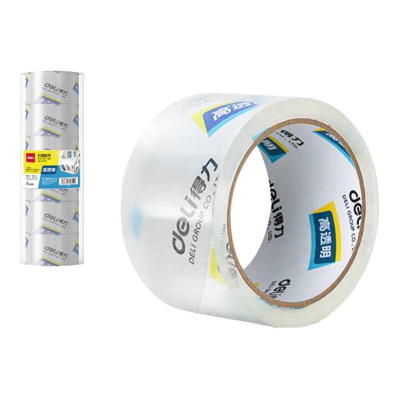Deli High-Quality Transparent Packing Tape/Sealing Tape, 60mm*50y*50um (45.7m/roll), 6 Rolls/tube, Office Supplies, 30322