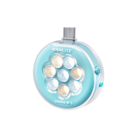 NANLITE Cookie LED Mini Portable Dual-Sided Adjustable Brightness Round Phone Fill Light Outdoor Portrait Still Life Food Selfie Light (Sky Blue)
