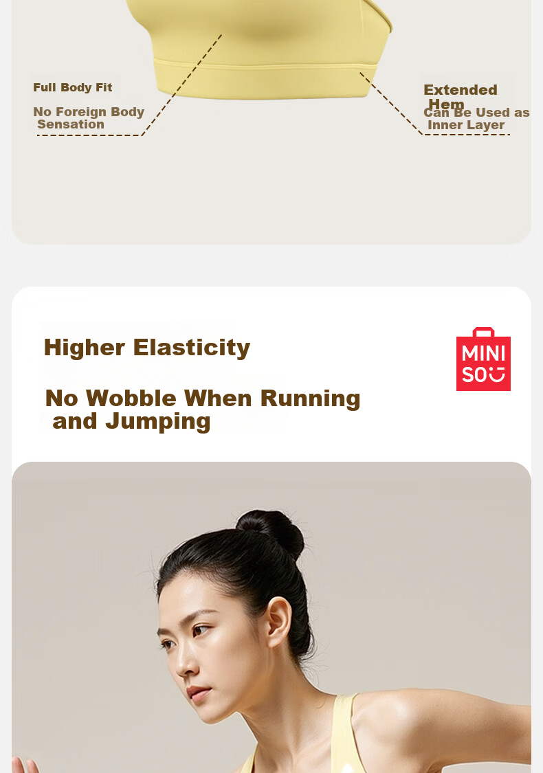 MINISO High-Impact Shockproof Sports Bra Running Anti-Sagging Vest Fitness Yoga Bra 4