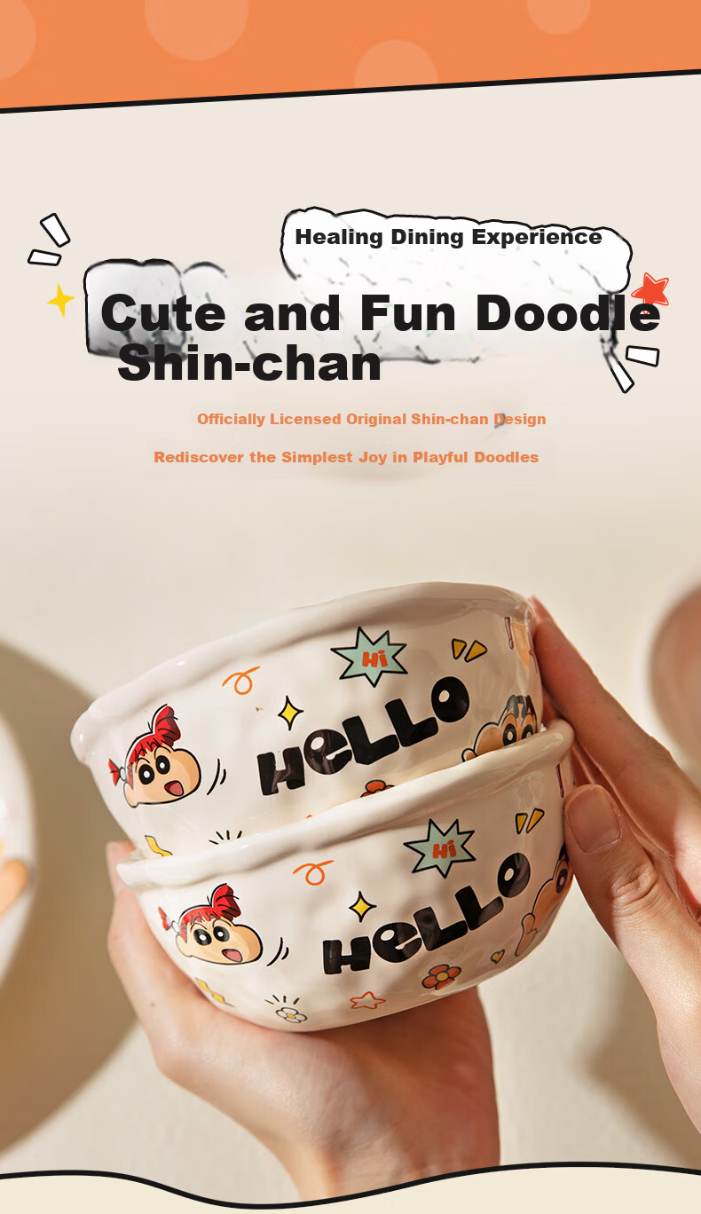 Modern Housewife Crayon Shin-chan Divided Dinner Plate Set for 2 Adults Household Tableware Breakfast Plates Bowls 5