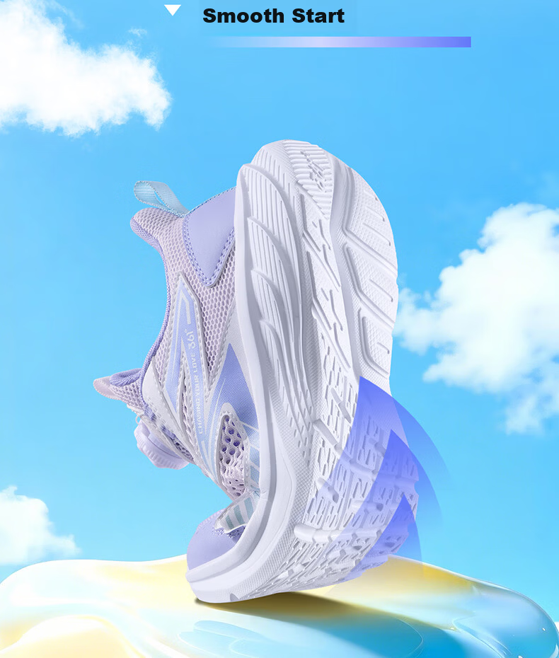361° Kids Sports Shoes 26 Summer Boys Girls Breathable Lightweight Cushioned Running Shoes Purple Size 31 29