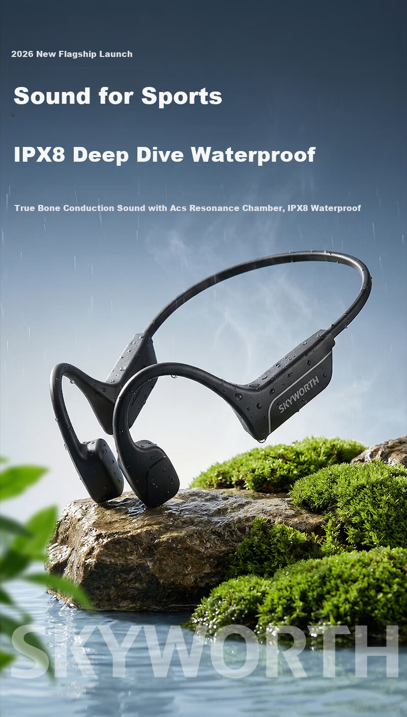 Skyworth G8 Bone Conduction Bluetooth Earphones Wireless Professional Sports Running Outdoor Open-Ear Swimming Compatible with Apple Huawei Xiaomi Waterproof Sweatproof 32GB Memory Starry Black 4