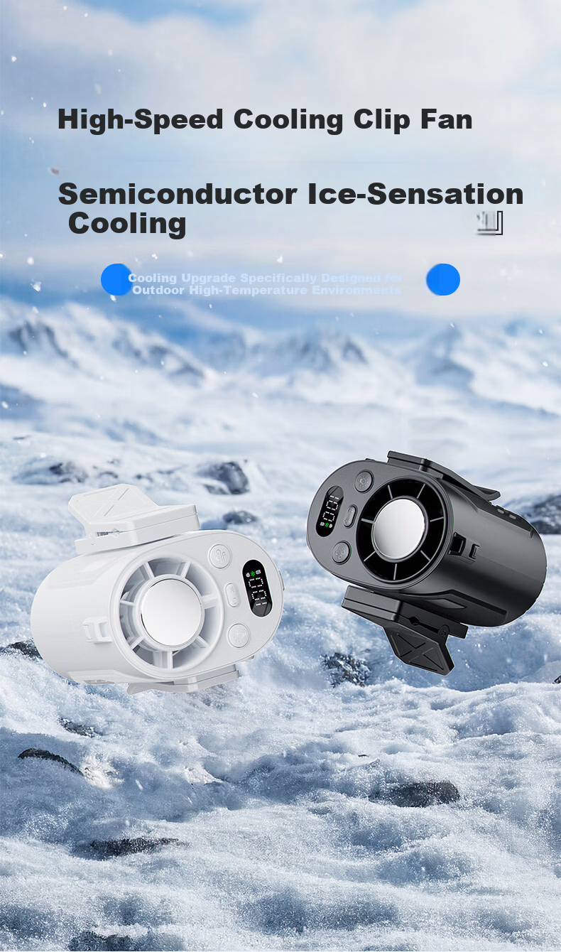AUX Portable Waist Hanging Fan Personal Cooling Device Small Fan Outdoor Worksite High Power Long Battery Life Rechargeable Clip-On Waist Neck Hanging Air Conditioner Fan 5
