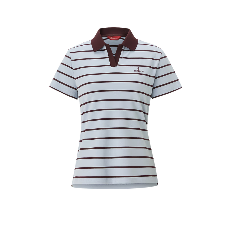 Biyinlefen [Cotton Elastic Bead Fabric] 2026 Spring Summer New Women's Casual Commuter Striped Seagull Collar Short Sleeve Polo Shirt