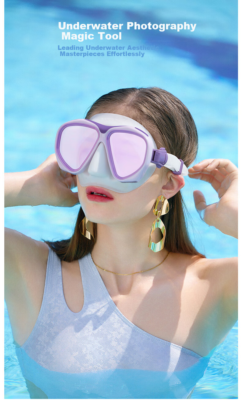 WATERTIME Shuichuan Snorkeling Mask Diving Goggles Snorkel Set Coated Sea Night Blue 2