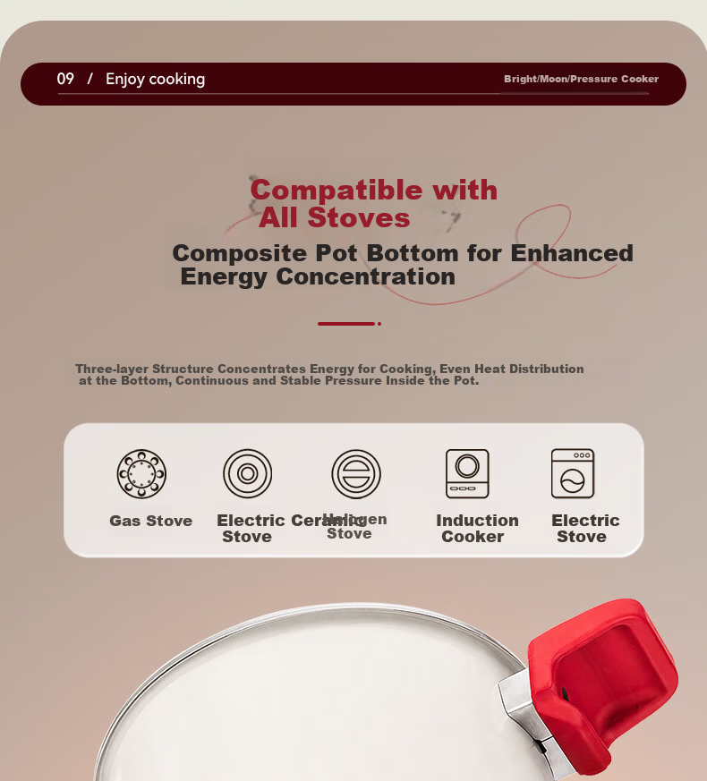 LINKFAIR High-Pressure Cooker Household Stainless Steel Explosion-Proof One-Touch Pressure Cooker Compatible with Gas and Induction Cookers 13