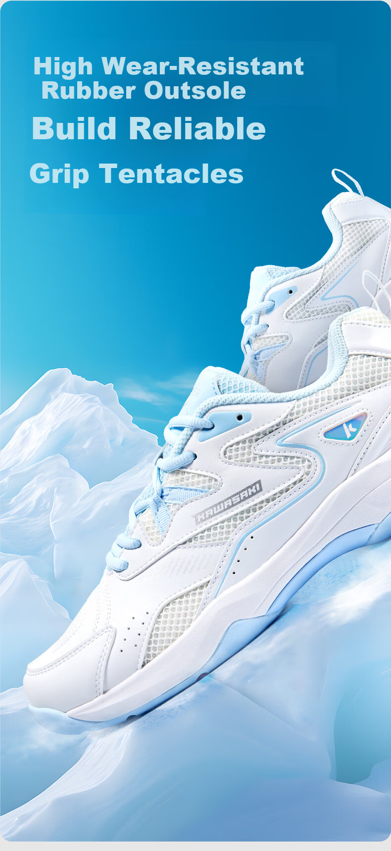 KAWASAKI Glacier Badminton Shoes Competition Training Light Casual Sports Shoes Glacier Blue Size 38 (240mm) 5