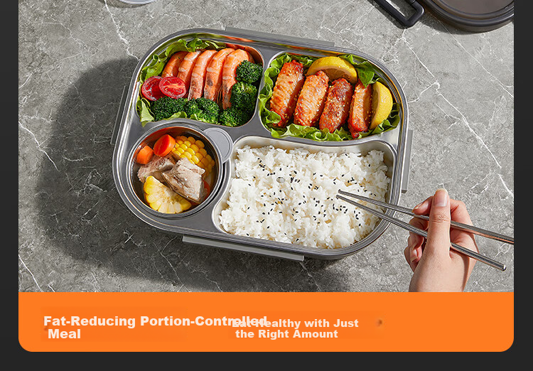 JD Original Lunch Box, 316L Stainless Steel, Suitable for Microwave Heating, Extra Large Capacity 2.4L, with Chopsticks And Spoon + Insulated Bag 12