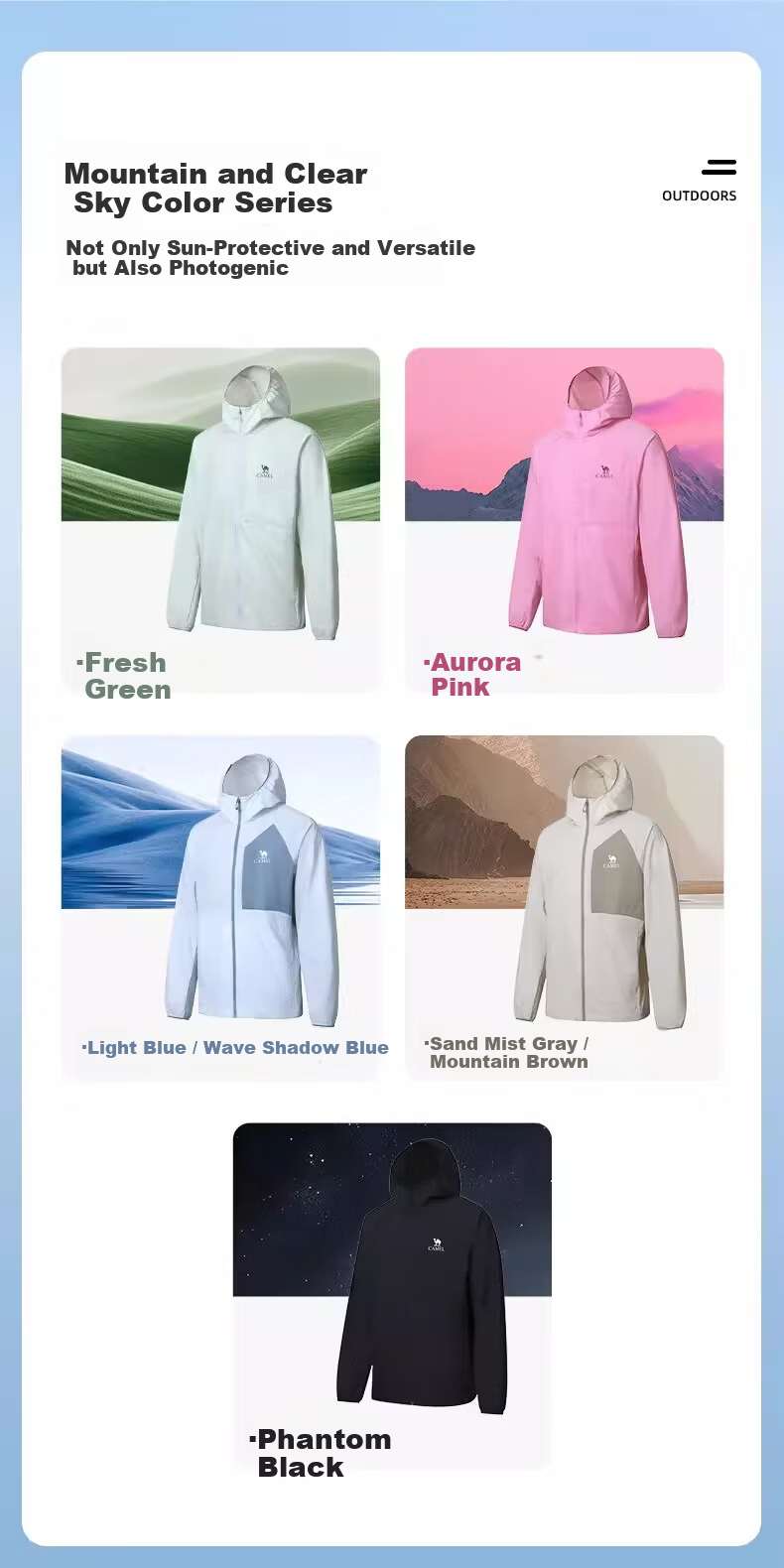 CAMEL Outdoor Original Yarn Sunscreen Jacket Women 26 Spring Summer New High Breathability Water-Repellent Durable Lightweight Coat Unisex 9001 14