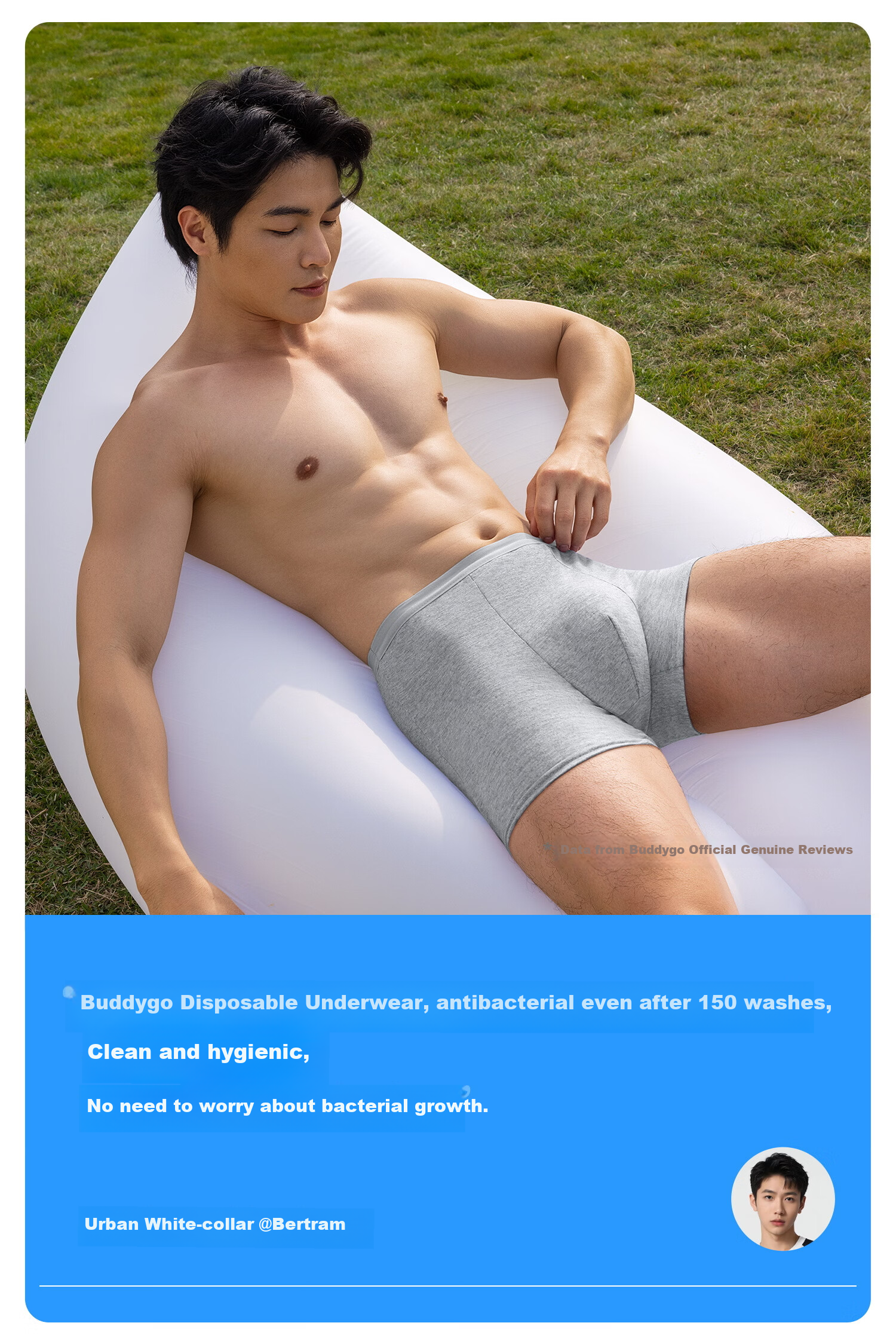 BADIGAO Disposable Men's Boxer Briefs with Pure Cotton Crotch, Large Size Travel Underwear, No-Wash Shorts, 3-Pack 16