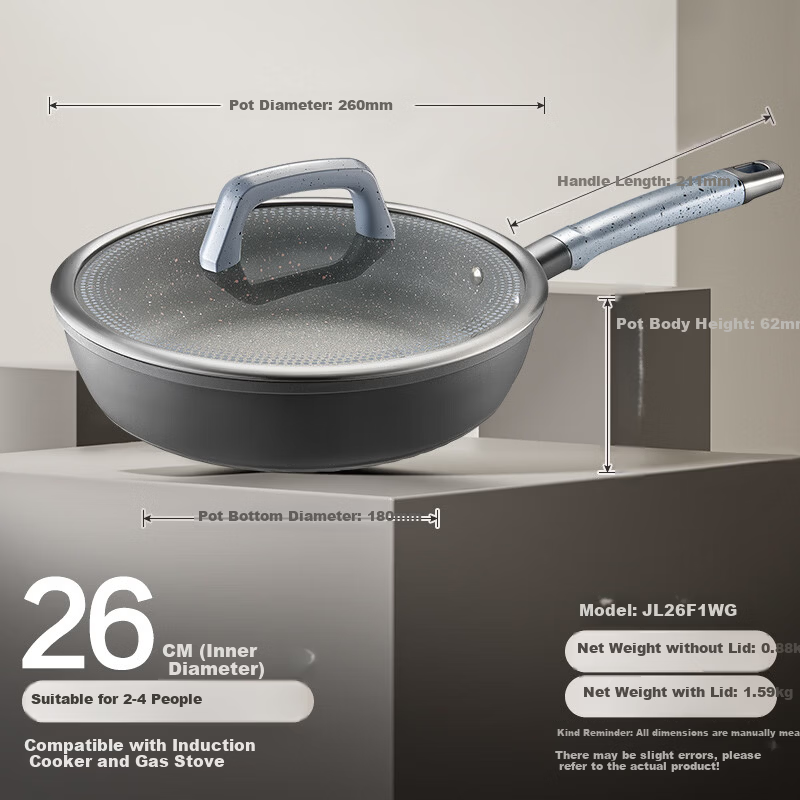 ASD Titanium Non-Stick Frying Pan Magic Stone 26cm Induction Gas Stove Compatible F1WG