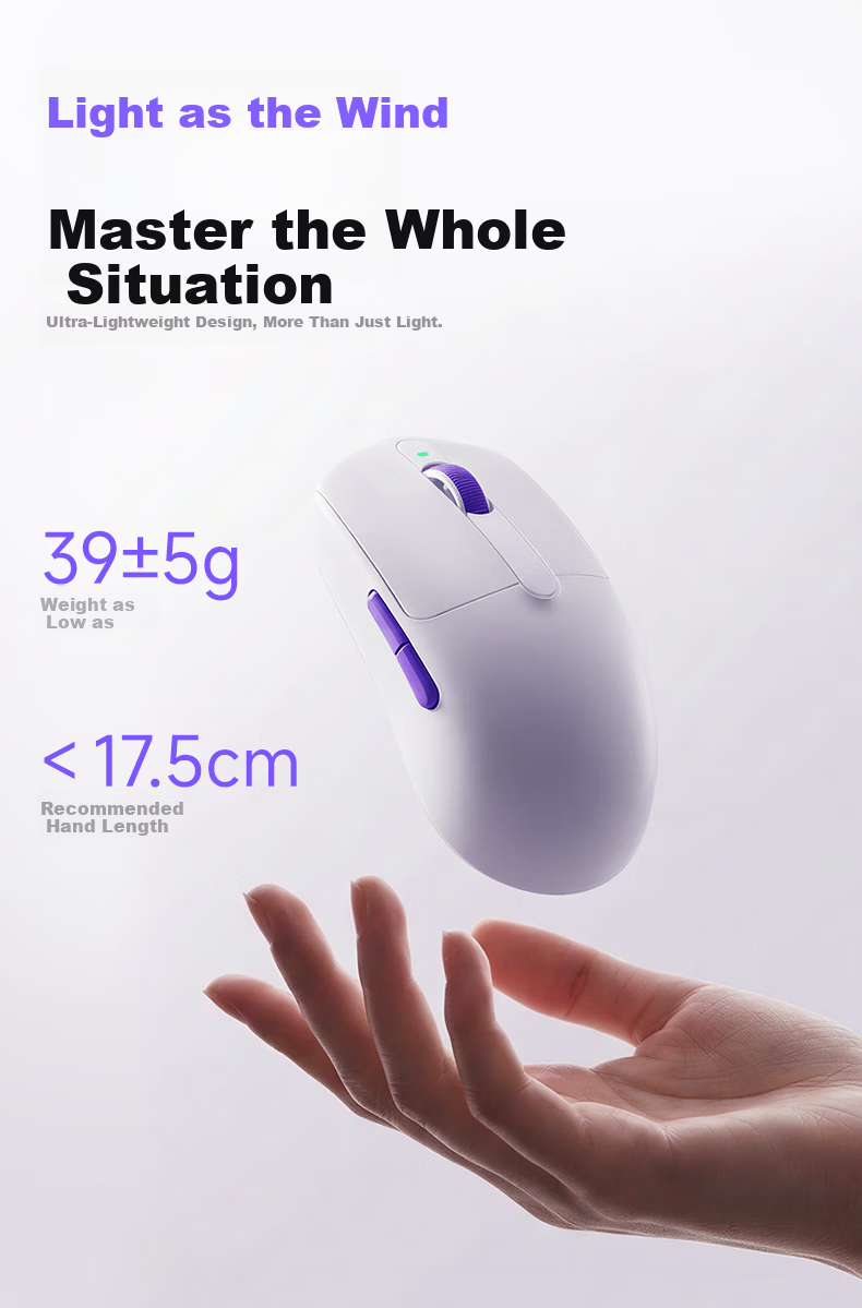 AKKO Agile V9 Wireless Ergonomic Gaming Office Mouse Three-Mode Wired Bluetooth Rechargeable Mouse Compatible with Apple MacBook 3
