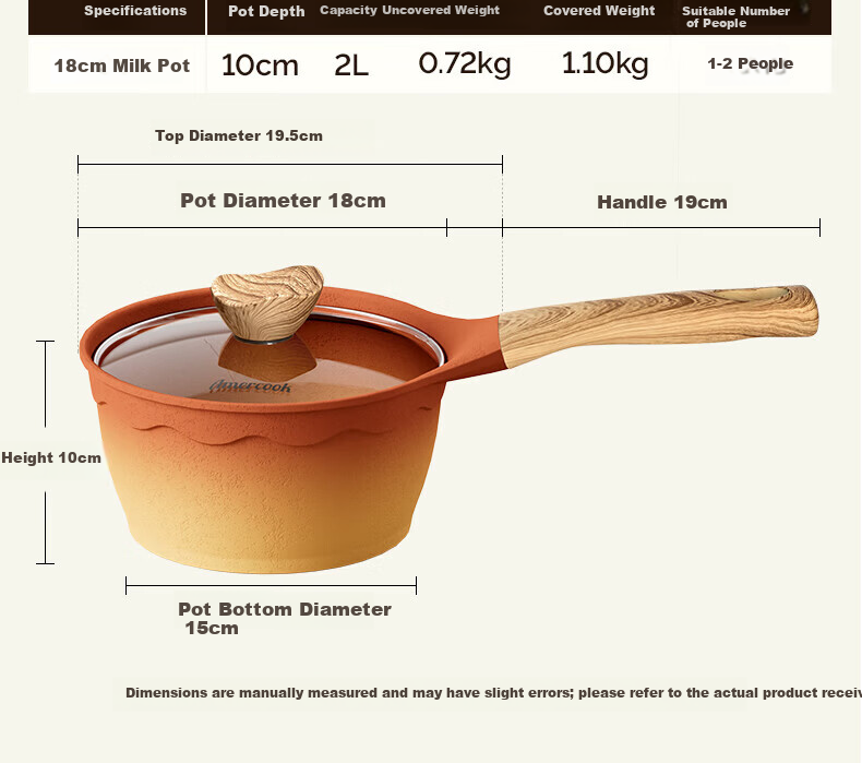 Amercook Clay Milk Pot Non-Stick Baby Food Pot Instant Noodle and Porridge Cooking Pot Amir Pot for Home Induction Cooker and Gas Stove 27