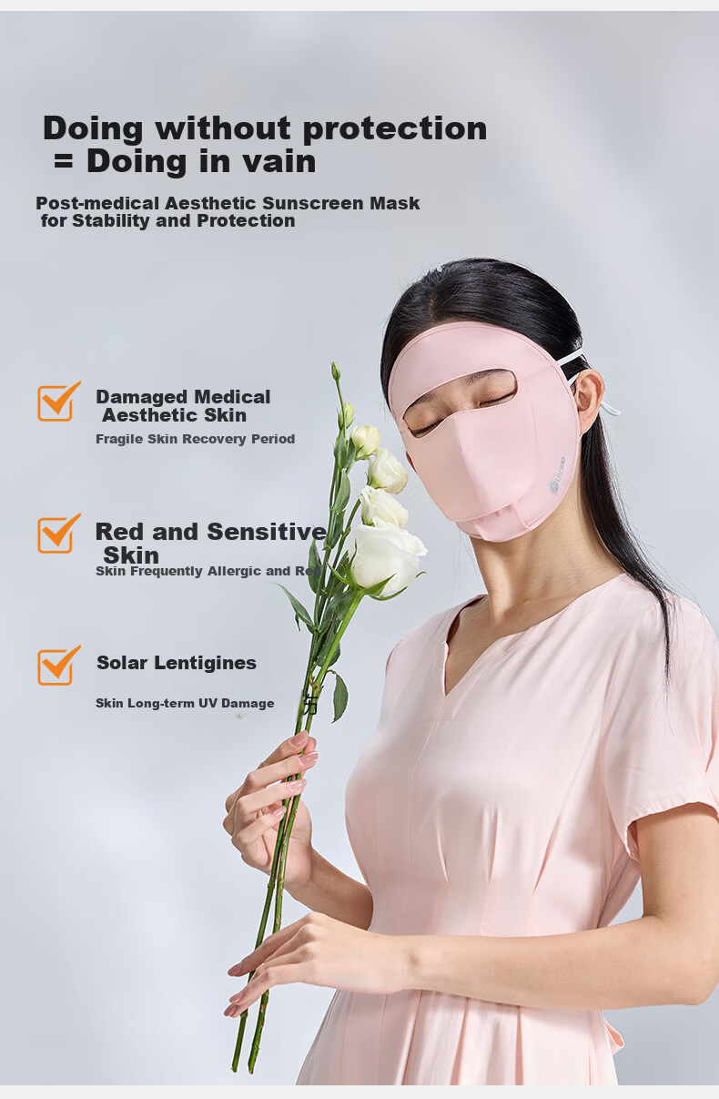 UV100 Taiwan Medical Post-Surgery Sunscreen Face Shield for Women UV Protection Face Bikini with Open Mouth Mask 26534 Dark Night Black 3