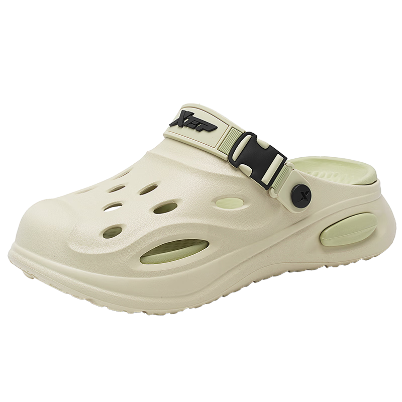 XTEP Men's New Dual-Purpose Outdoor Beach Clogs Casual Sports Sandals for Couples, Model 043 Khaki Size 42-43
