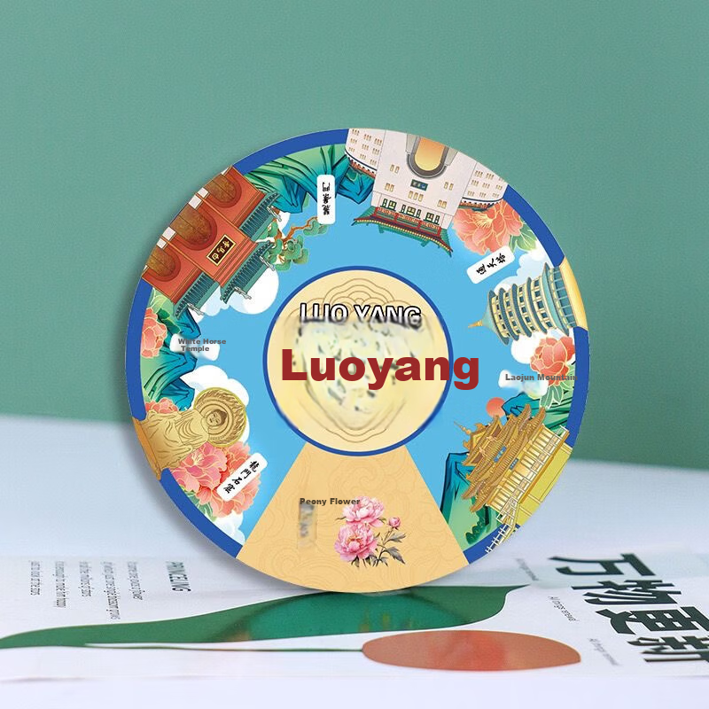 Yiju Changning Rotatable City Cultural Creative Refrigerator Magnet Travel Souvenir China City Landmark Spin Plate Luoyang