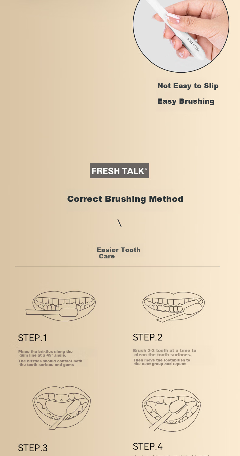 Fresh Talk Wide Head Soft Bristle Adult Toothbrush Deep Cleaning Large Head 100 Tufts Soft Bristles Gray Handle 1 Piece 7