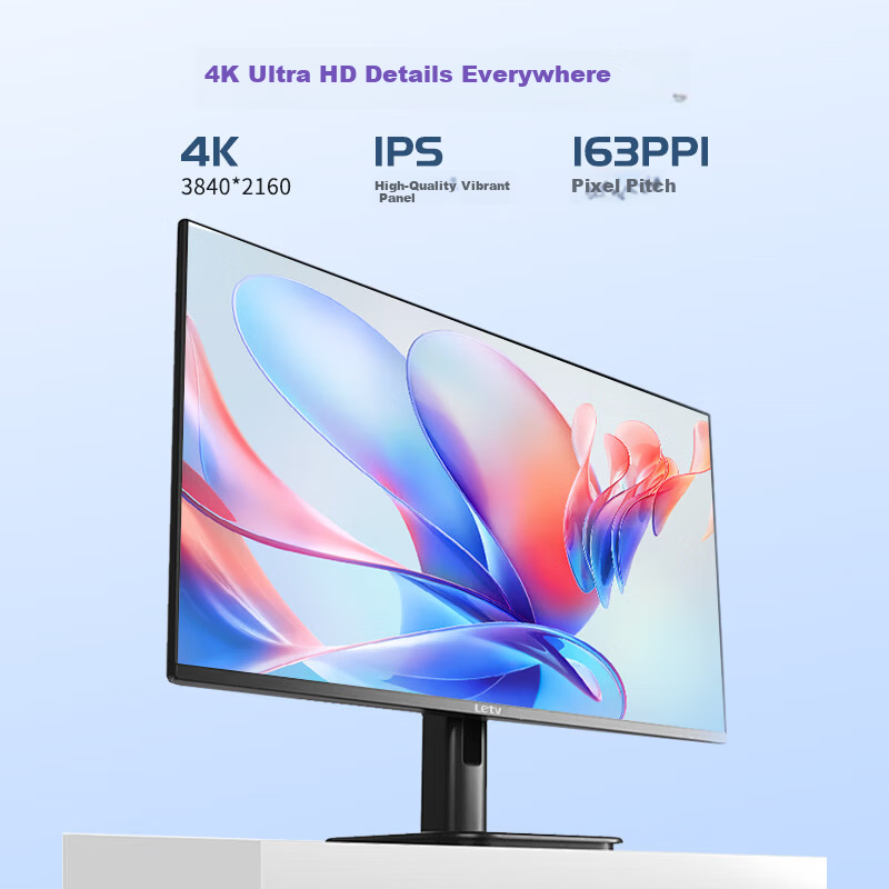 LeTV 27-inch 4K UHD Computer Monitor Office IPS Hard Screen LCD HDR 8bit Professional Color Accuracy Adjustable Height and Rotation Professional Design Low Blue Light Eye Protection