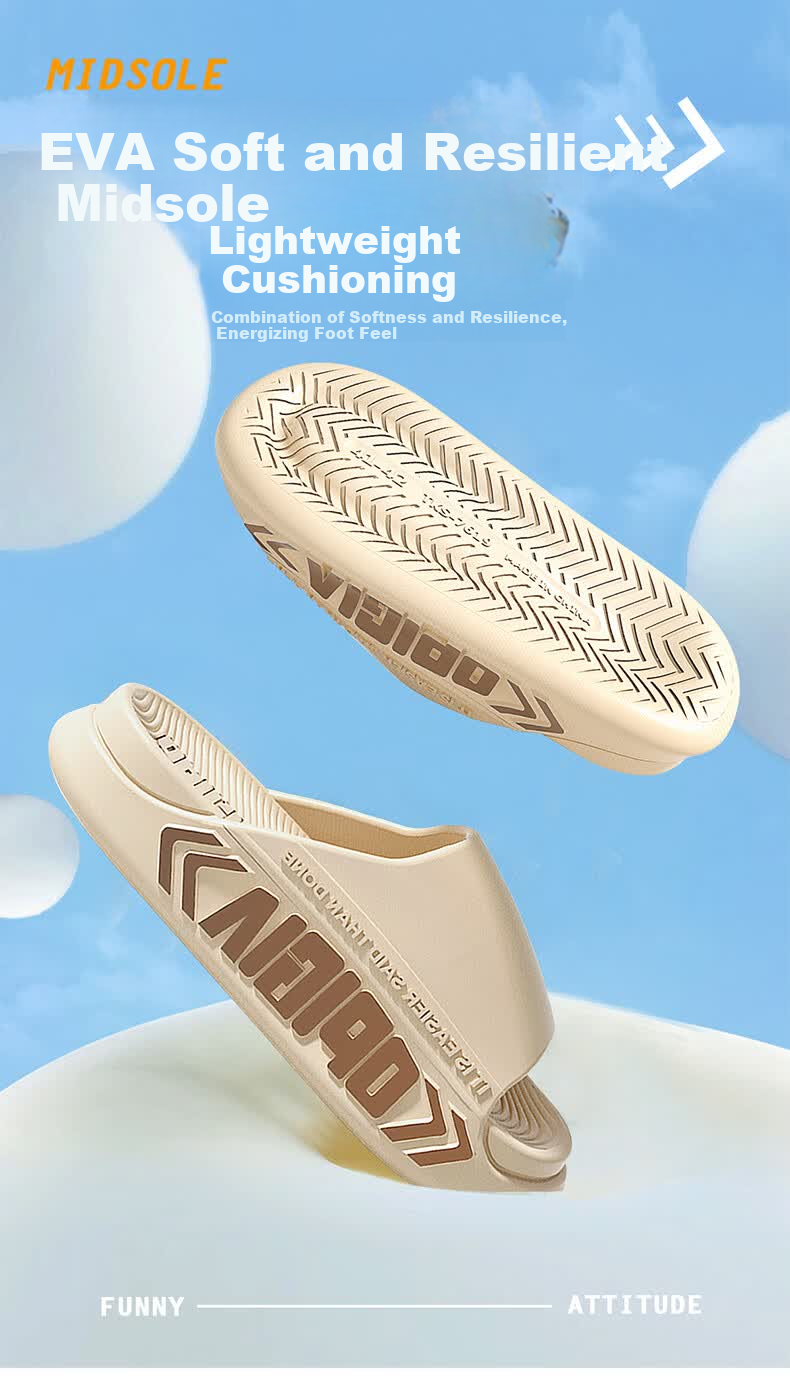 Ganmai Men's Thick Sole Slippers Summer Outdoor Non-Slip Soft Sole Beach Shoes Trendy Home Sandals White Size 42-43 2