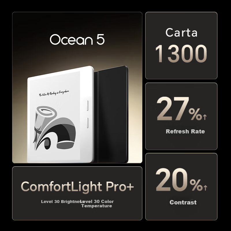 IReader Ocean5 7-inch Smart E-Reader AI E-Ink Tablet Portable Learning Electronic Book Reader Starry Black