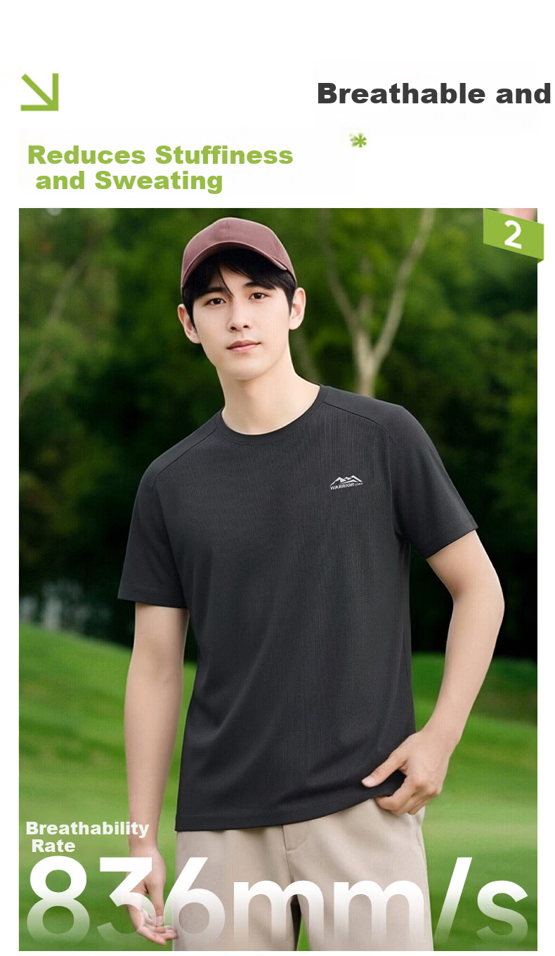 Warrior Men's Short Sleeve Summer Running Quick-Dry Breathable T-Shirt Ice Silk Sweat-Absorbing Training Top 7