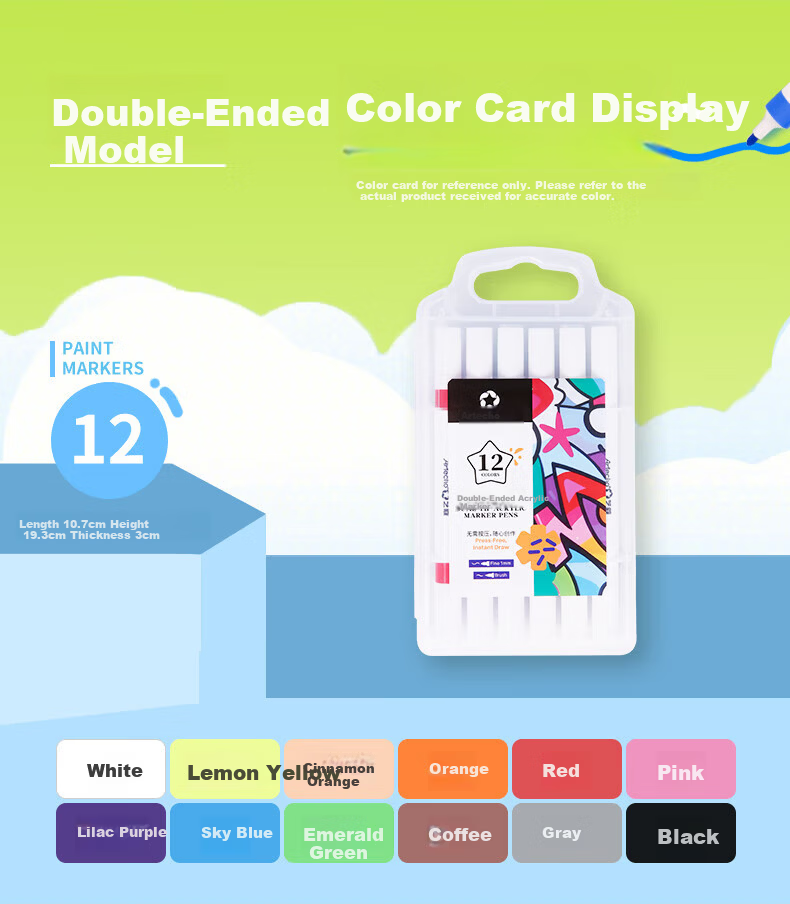 ARTECHO Direct Liquid Acrylic Marker Soft Tip Color Pen Set for Kids, Washable Black 3-Pack CS-ATOD29*3 Art Supplies for Elementary and Kindergarten 20