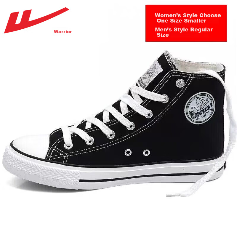 Warrior High-Top Canvas Shoes Unisex Spring Couple Sneakers Student Casual Sports Skate Shoes Classic Black Size 41