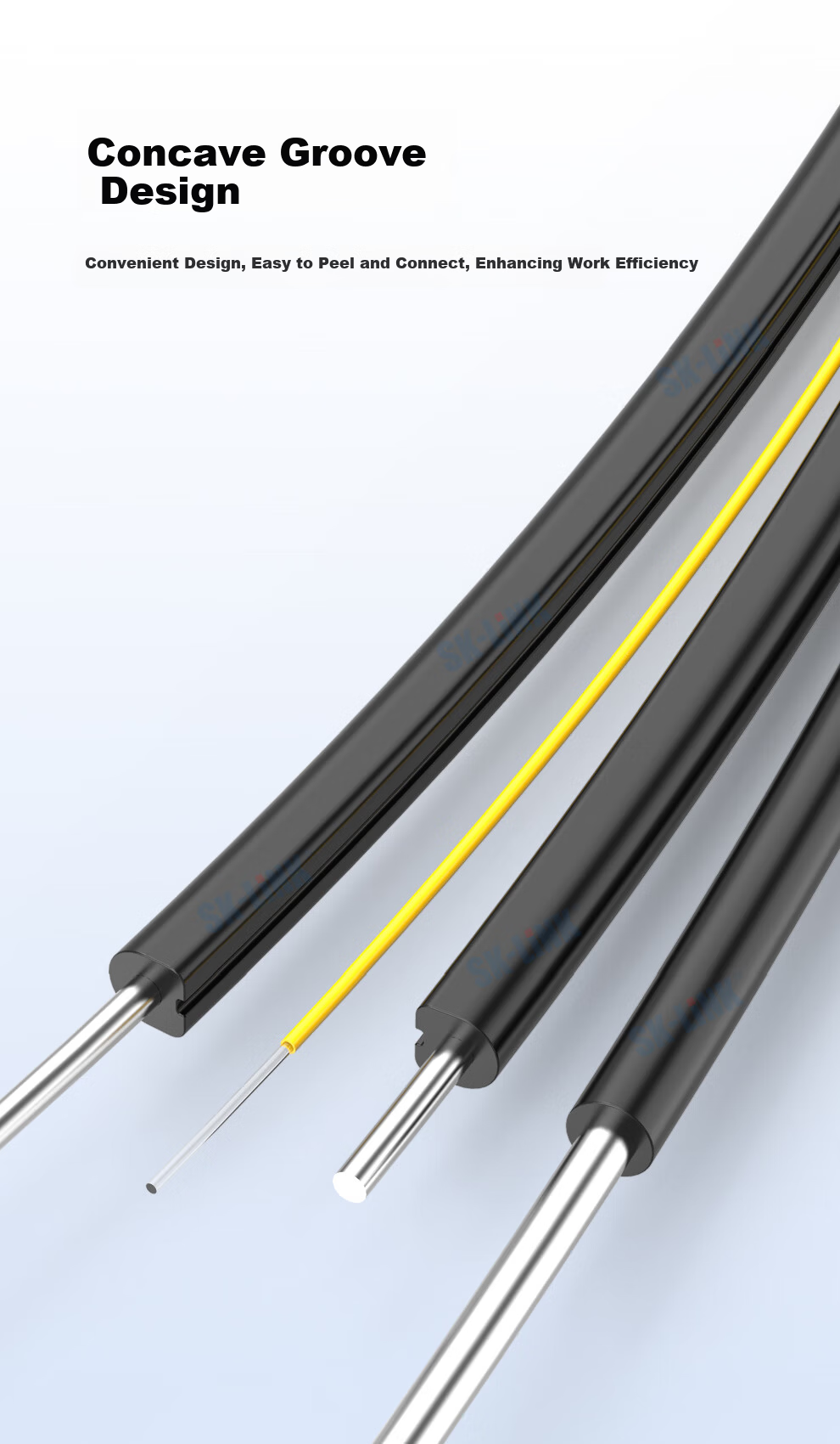 SK-LINK Single-Mode Simplex Outdoor 1-Core 3-Steel Wire Self-Supporting Butterfly Low-Smoke Halogen-Free Patch Fiber Optic Cable Broadband Fiber Optic Drop Cable 100m SWGLSM-100M 4
