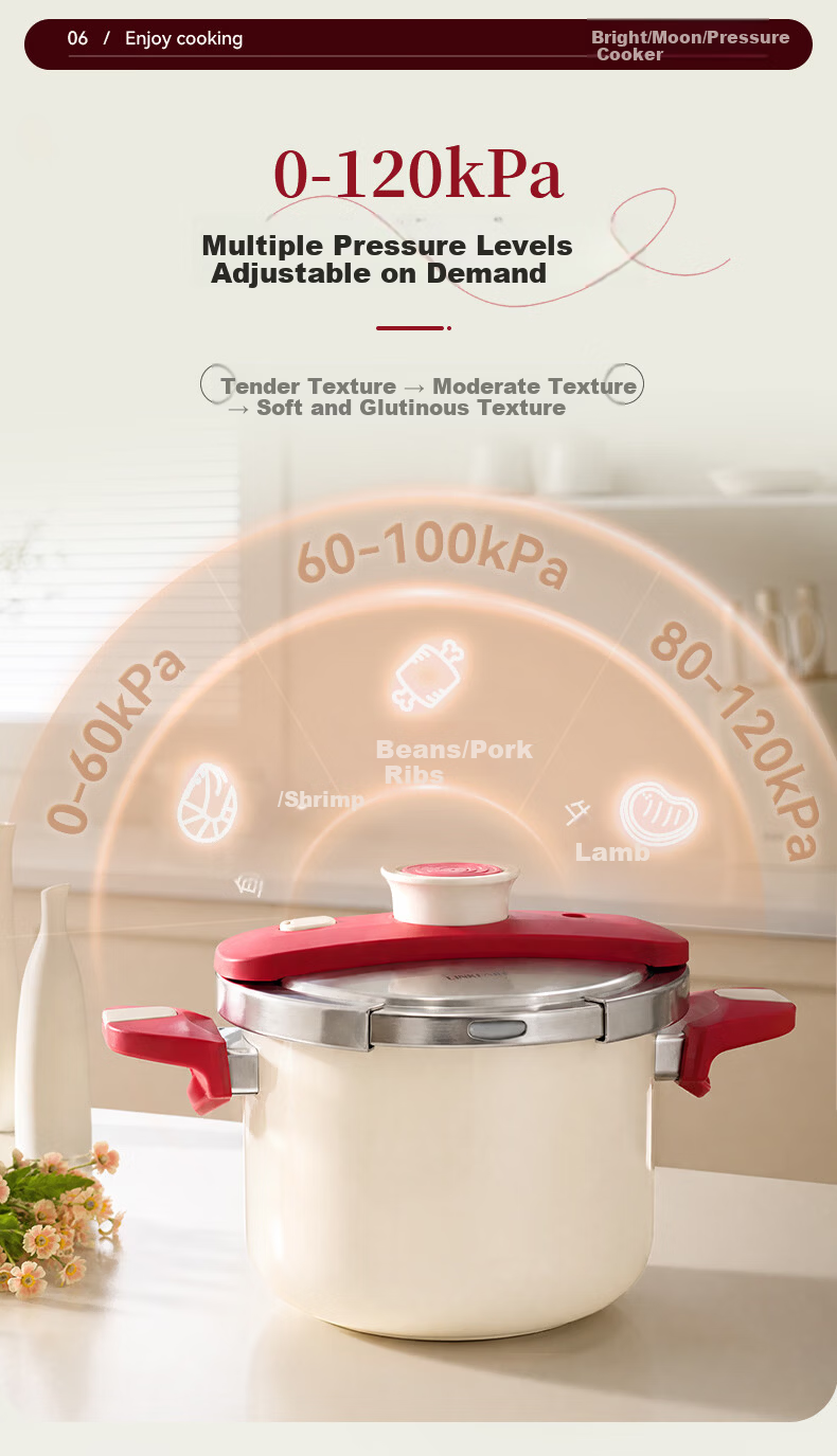 LINKFAIR High-Pressure Cooker Household Stainless Steel Explosion-Proof One-Touch Pressure Cooker Compatible with Gas and Induction Cookers 11