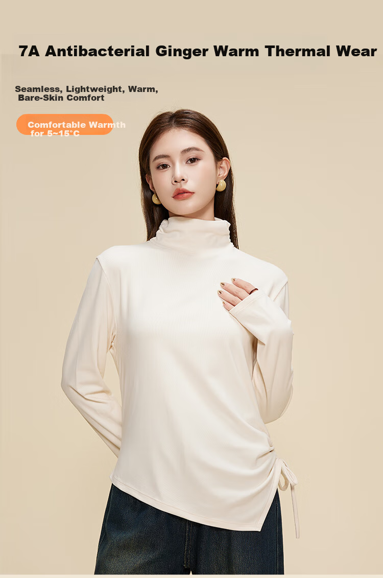 Ordifen Women's Long Sleeve Slim Fit High Elasticity Antibacterial Anti-Pilling Base Layer T-Shirt Autumn Winter Black L 1