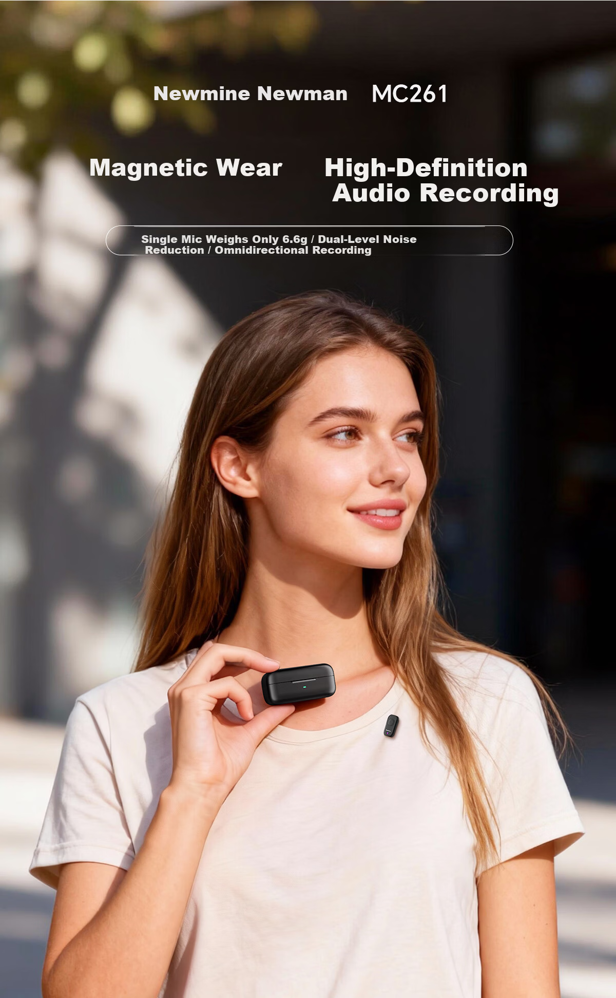 Newman MC261 Wireless Lavalier Microphone for Mobile Interview Recording, Noise-Cancelling Dual-User Version with Charging Base for Streaming and Broadcasting 1
