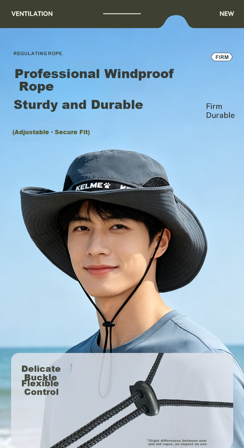 KELME Unisex Summer Outdoor Sun Protection Wide Brim UV Protection Breathable Fisherman Hat for Hiking and Fishing 10