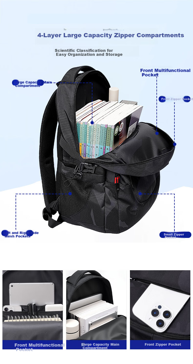 361° Men's Backpack Large Capacity Casual Water-Resistant Commuter Lightweight Sports Bag for Middle School, High School, and College Students 7