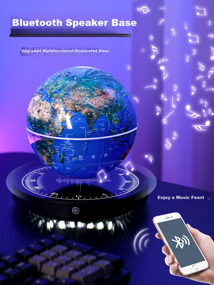 Hengyi Floating 3D Globe with Bluetooth Playback 20cm Illuminated Auto-Rotating Children's Toy New Year Gift 3